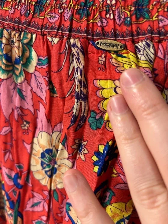 Mora Sz SML Red/Pink Floral Maxi Skirt with Bird - Picture 8 of 12